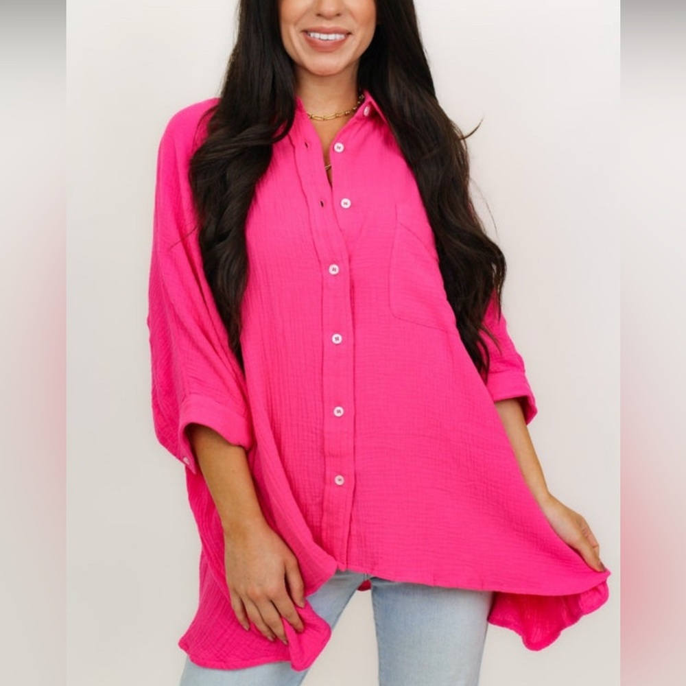 First love Gauze button down oversized top